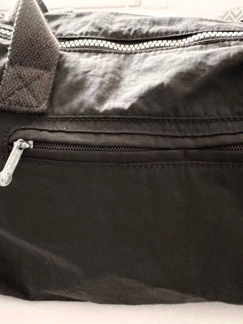 Vintage Kipling Defea Multi-Pocket Satchel Bag - Black Crinkle Nylon